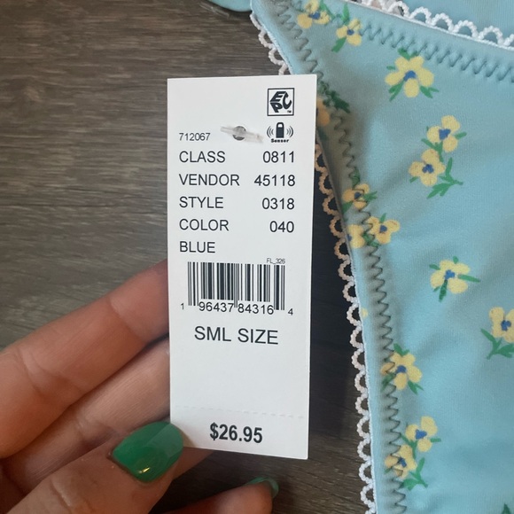 PACSUN BLUE & YELLOW FLORAL HIGH RISE HIGH CUT BIKINI SIZE SMALL - Picture 2 of 4